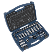 Sealey Socket Set 34pc 3/8"Sq Drive 6pt WallDrive® Metric AK8991