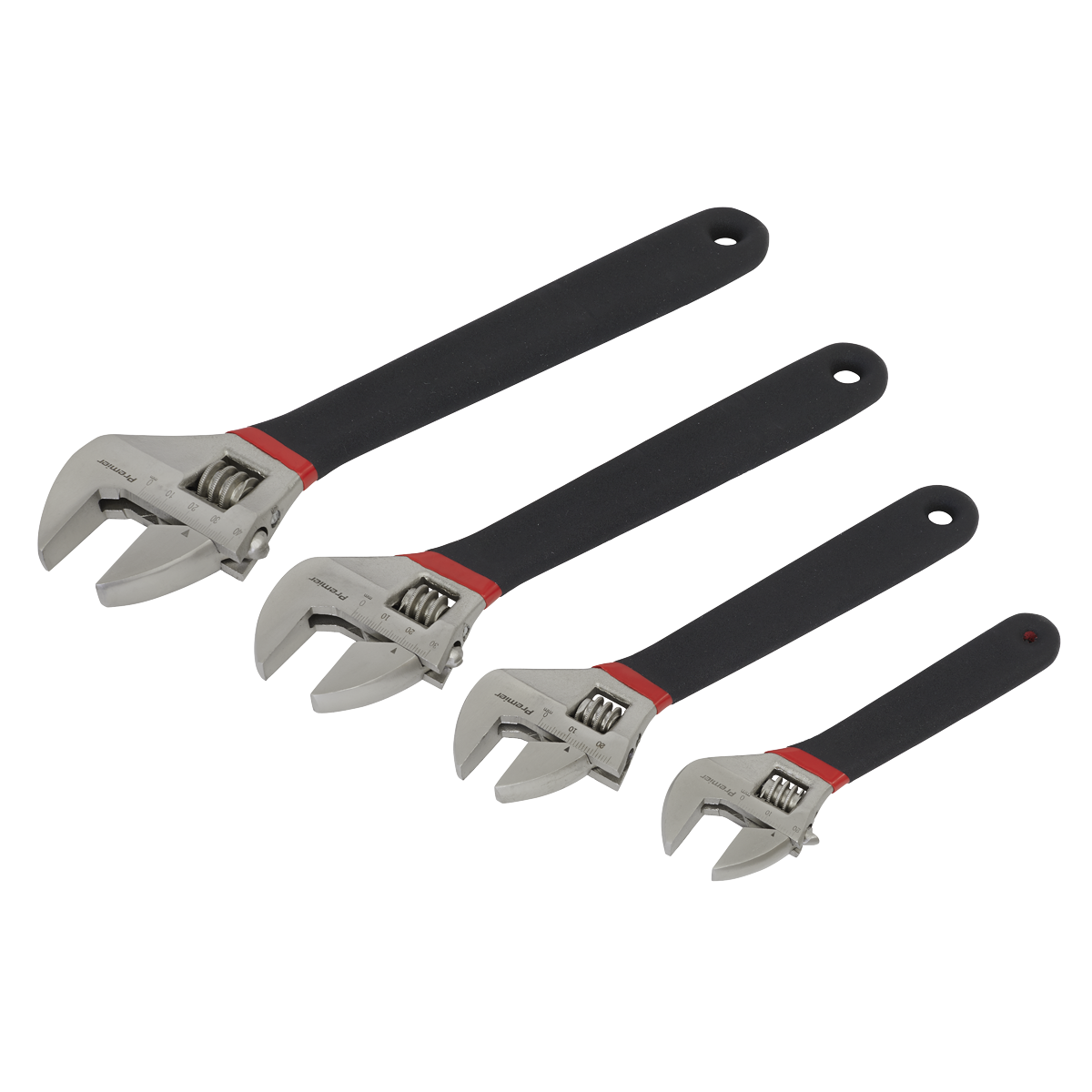 Sealey Adjustable Wrench Set 4pc Ni-Fe Finish