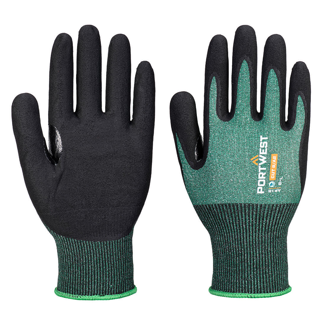 Portwest SG Cut B18 Eco Nitrile Glove (Pk12) #colour_green-black