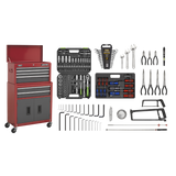 Sealey Topchest & Rollcab Combination 6 Drawer with Ball-Bearing Slides - Red/Grey & 170pc Tool Kit