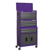 Sealey Topchest, Mid-Box & Rollcab 9 Drawer Stack - Purple