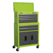 Sealey Topchest & Rollcab Combination 6 Drawer with Ball-Bearing Slides - Hi-Vis Green/Grey