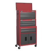 Sealey Topchest, Mid-Box & Rollcab 9 Drawer Stack - Red