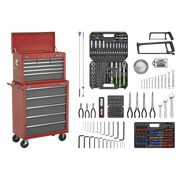 Sealey Topchest & Rollcab Combination 14 Drawer with Ball-Bearing Slides - Red/Grey & 281pc Tool Kit