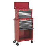 Sealey Topchest & Rollcab Combination 13 Drawer with Ball-Bearing Slides - Red/Grey
