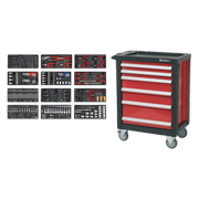 Sealey Rollcab 6 Drawer with Ball-Bearing Slides & 298pc Tool Kit