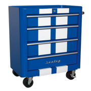 Sealey Rollcab 4 Drawer Retro Style - Blue with White Stripes