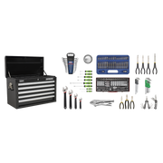 Sealey Topchest 5 Drawer with Ball-Bearing Slides - Black & 140pc Tool Kit