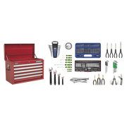 Sealey Topchest 5 Drawer with Ball-Bearing Slides - Red & 140pc Tool Kit
