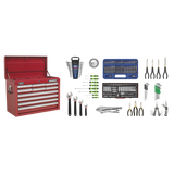 Sealey Topchest 10 Drawer with Ball-Bearing Slides - Red & 140pc Tool Kit