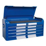 Sealey Topchest 4 Drawer Wide Retro Style - Blue with White Stripes