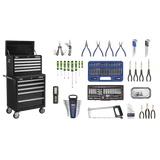 Sealey Topchest & Rollcab Combination 10 Drawer with Ball-Bearing Slides - Black with 148pc Tool Kit