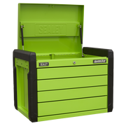 Sealey 4 Drawer Push-to-Open Topchest with Ball-Bearing Slides - Hi-Vis Green
