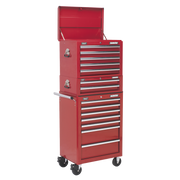 Sealey Topchest, Mid-Box & Rollcab Combination 14 Drawer with Ball-Bearing Slides - Red