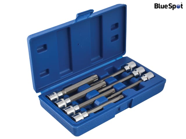BlueSpot Tools 3/8in Drive Extra Long TORX Socket Bit Set, 7 Piece