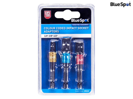 BlueSpot Tools Colour-Coded Impact Socket Adaptor Set, 3 Piece