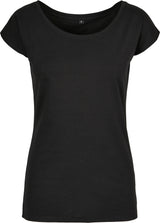 Build Your Brand Basic Women's Wide Neck Tee - Black