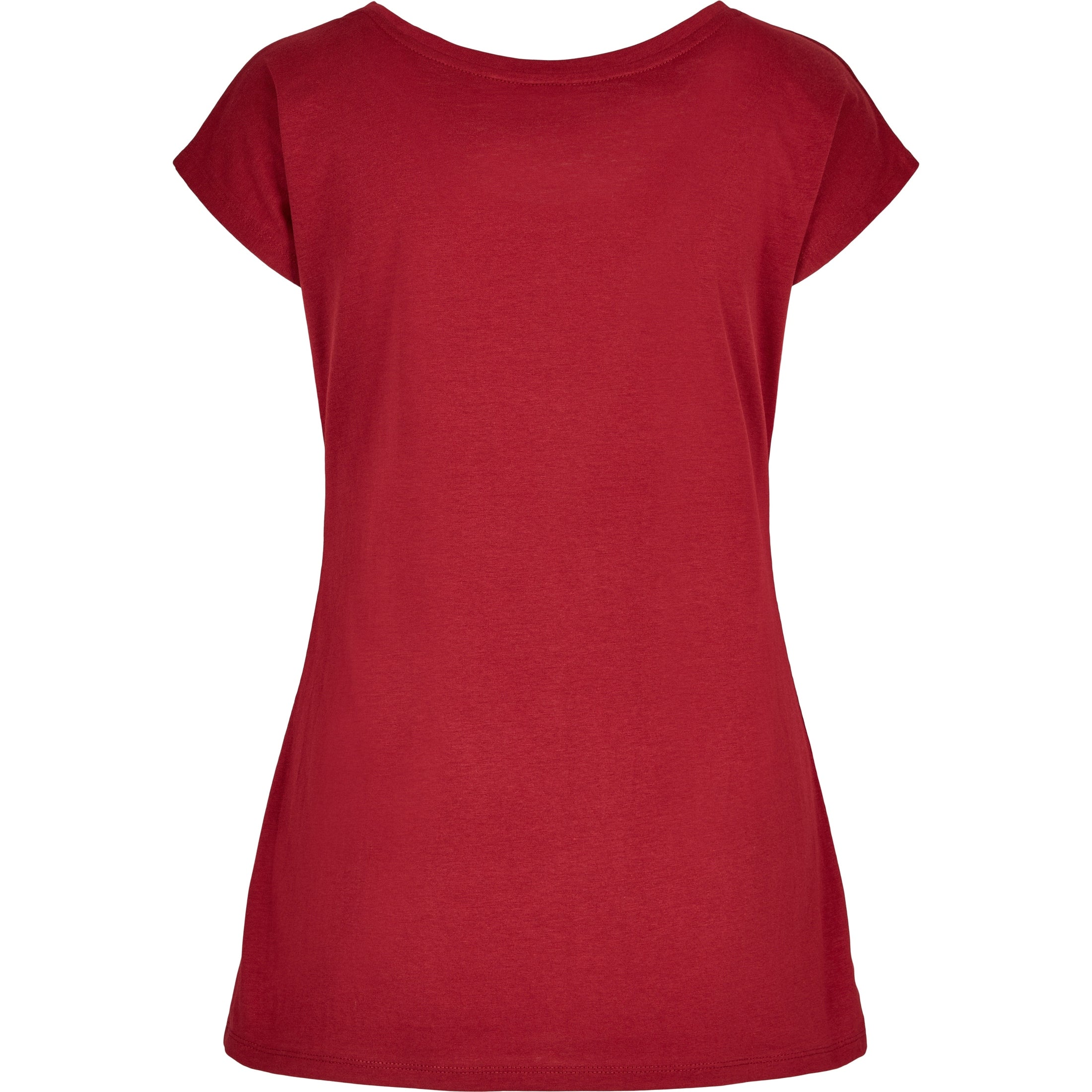 Build Your Brand Basic Women's Wide Neck Tee - Burgundy