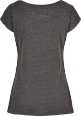 Build Your Brand Basic Women's Wide Neck Tee - Charcoal