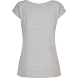 Build Your Brand Basic Women's Wide Neck Tee - Heather Grey