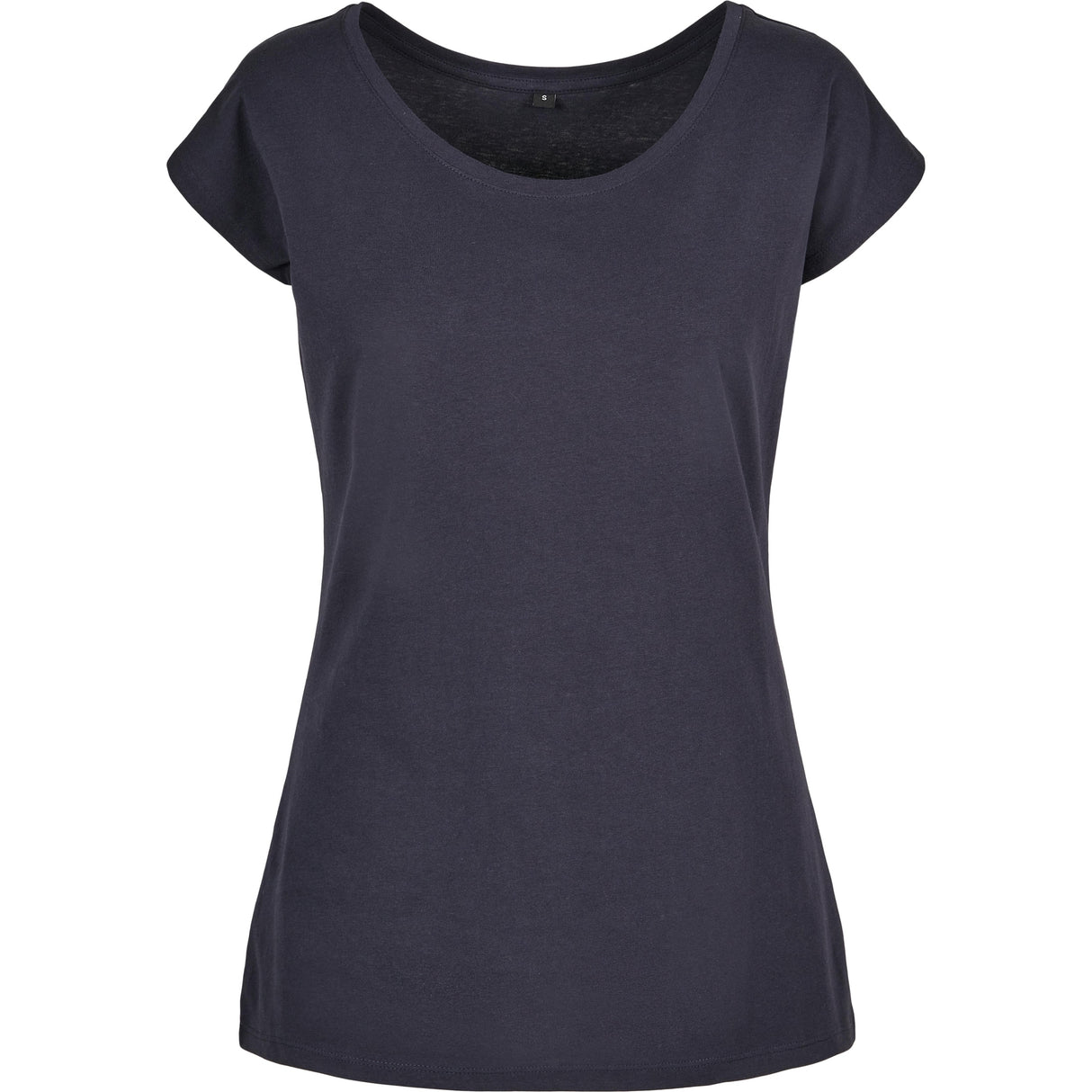 Build Your Brand Basic Women's Wide Neck Tee - Navy