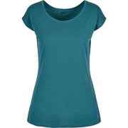 Build Your Brand Basic Women's Wide Neck Tee - Teal