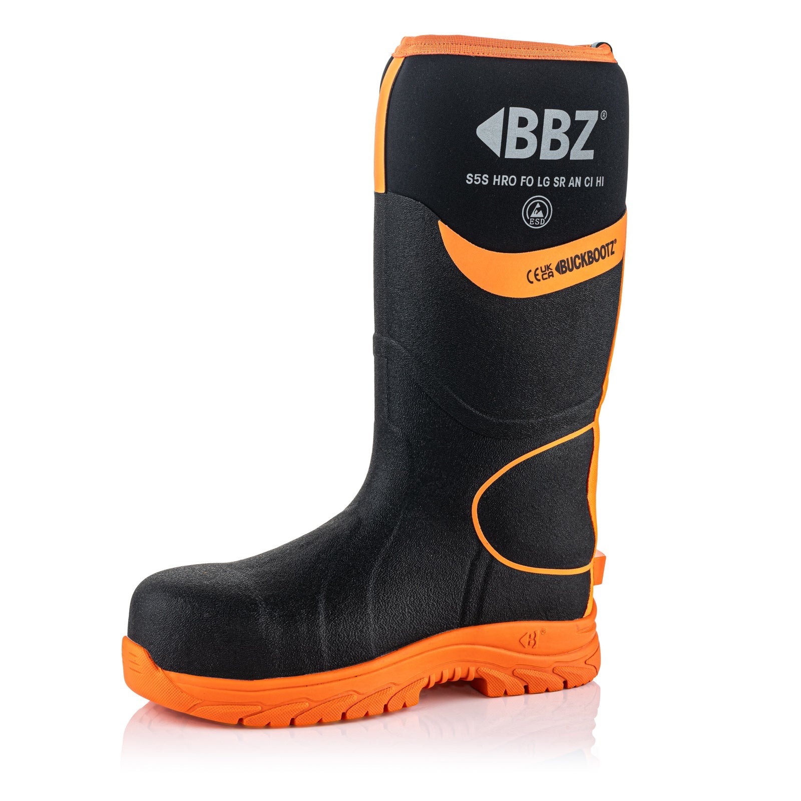 BBZ8000 Safety Wellington Boot - Black HI Vis Orange