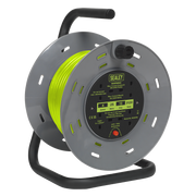 Sealey Cable Reel with Thermal Trip 4 x 230V Sockets 25m - Green