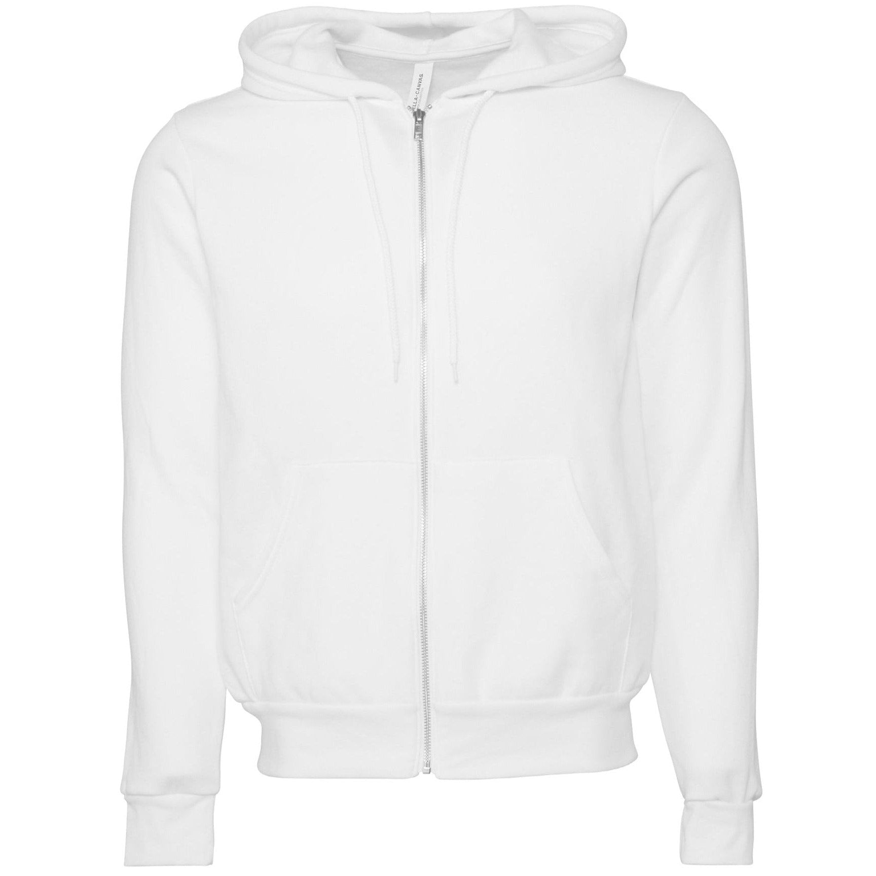 Bella Canvas Unisex Polycotton Fleece Full-Zip Hoodie - DTG White