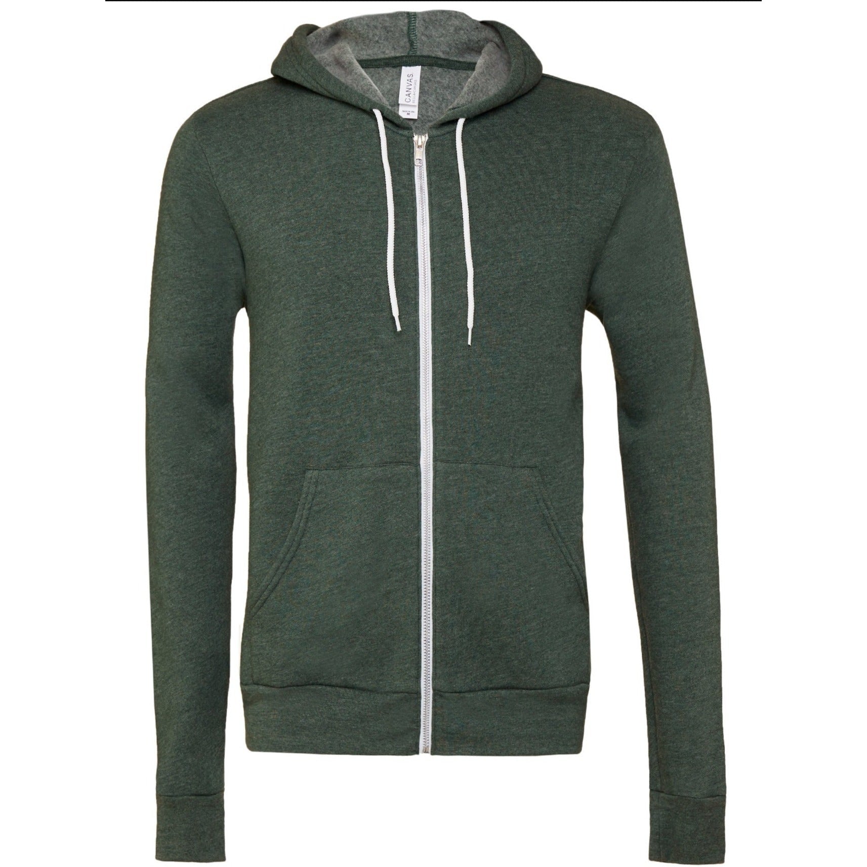 Bella Canvas Unisex Polycotton Fleece Full-Zip Hoodie - Heather Forest