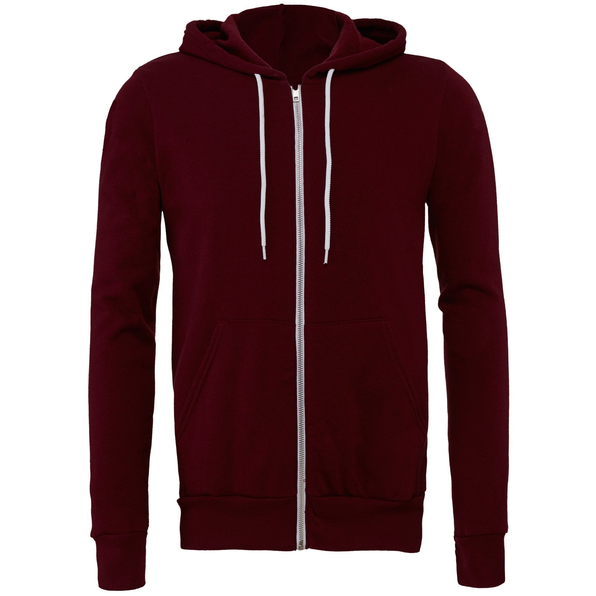Bella Canvas Unisex Polycotton Fleece Full-Zip Hoodie - Maroon