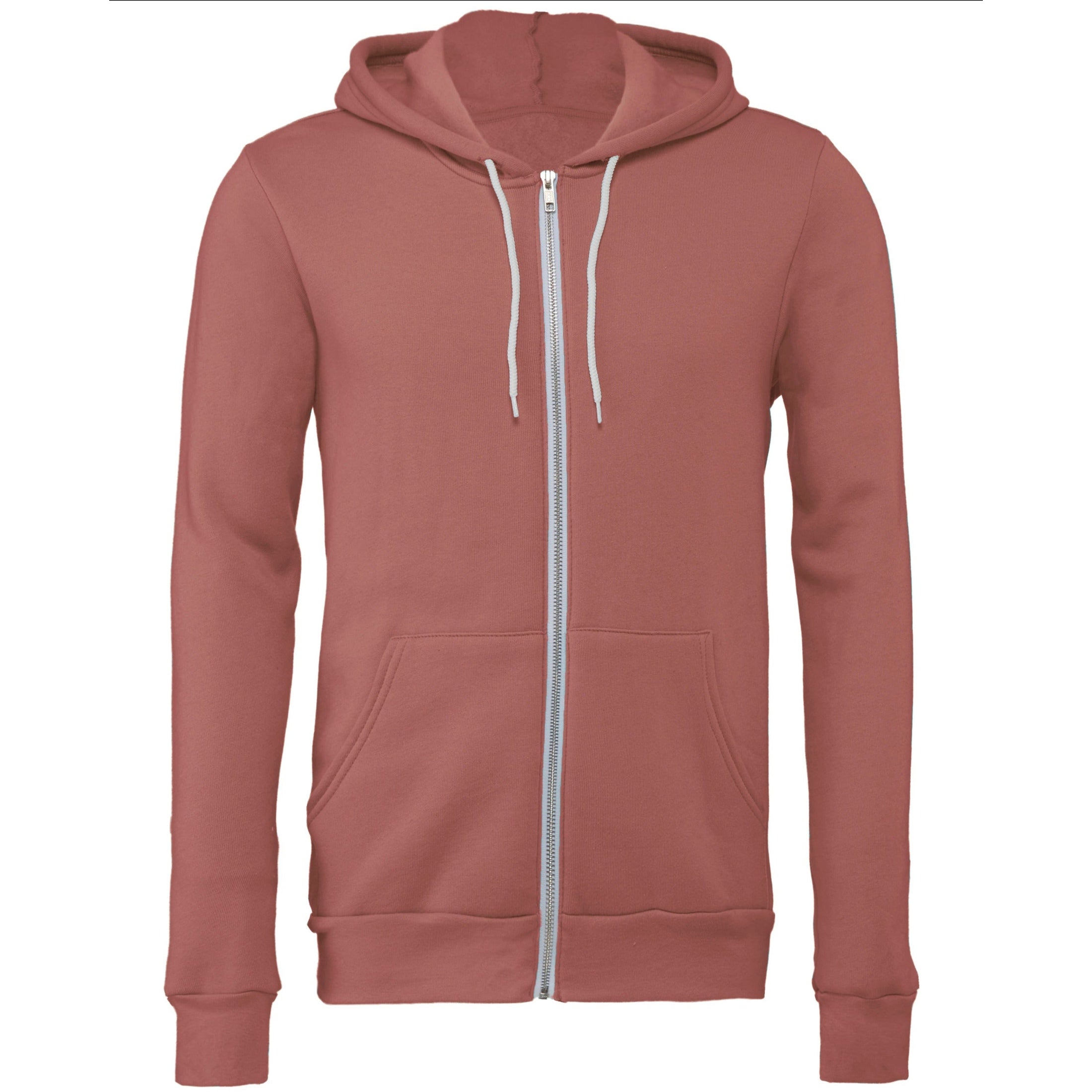Bella Canvas Unisex Polycotton Fleece Full-Zip Hoodie - Mauve