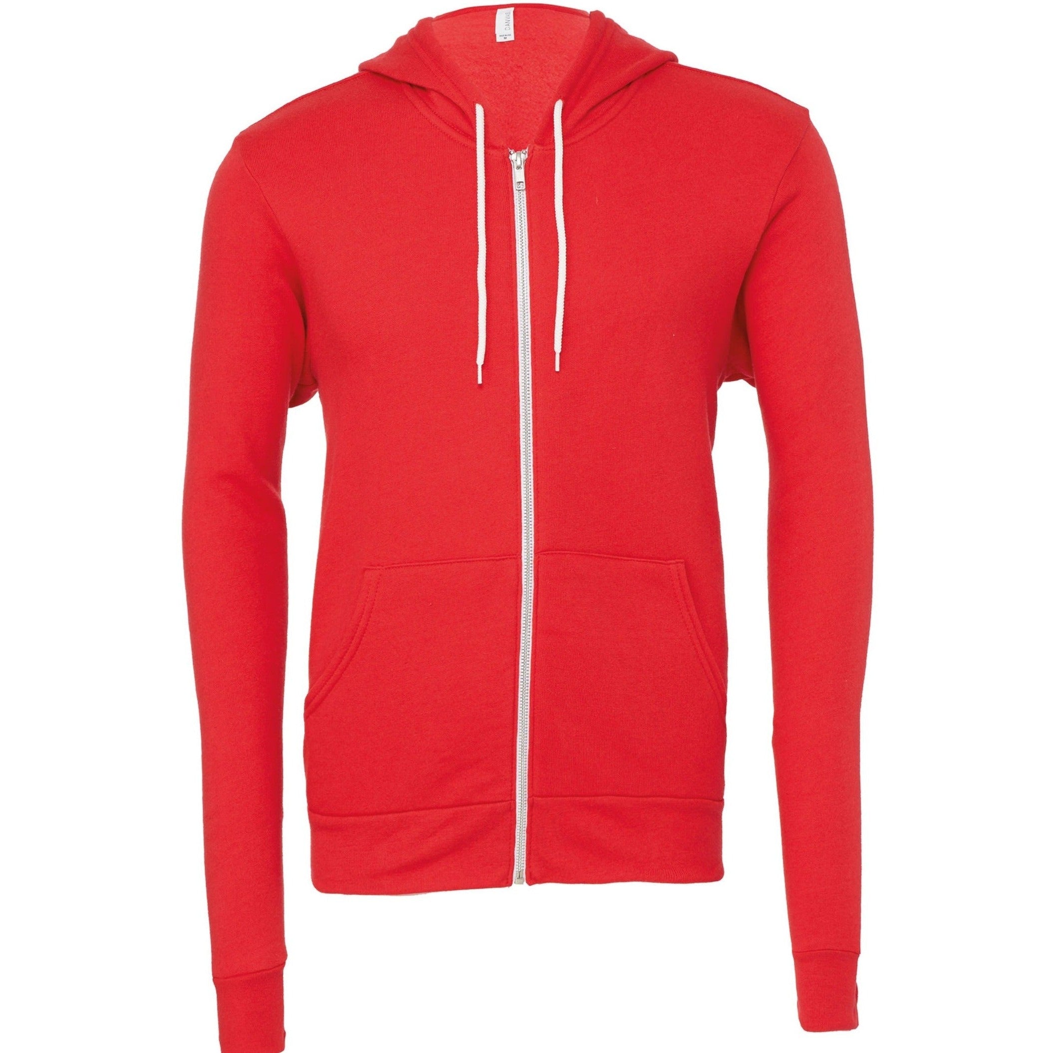 Bella Canvas Unisex Polycotton Fleece Full-Zip Hoodie - Red