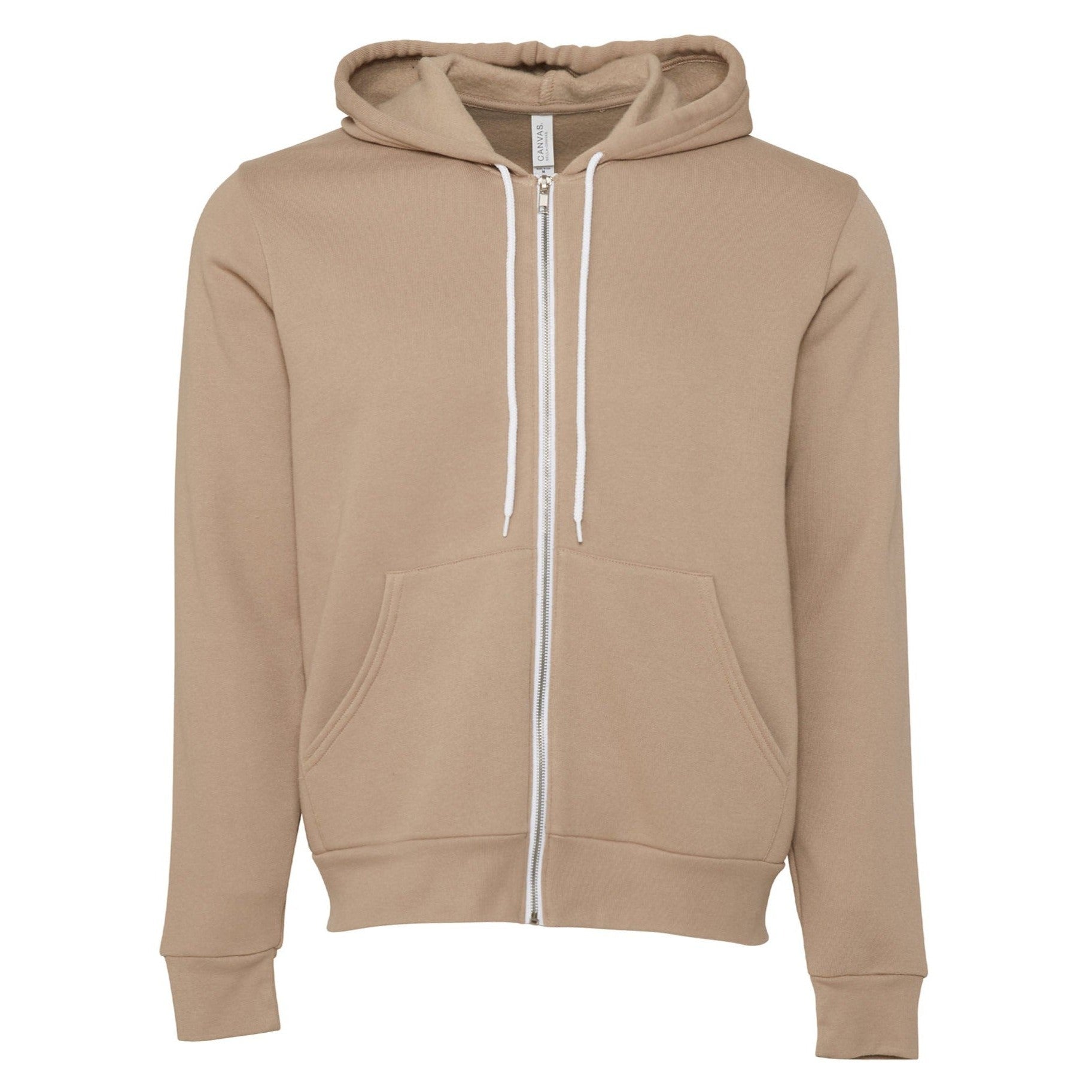 Bella Canvas Unisex Polycotton Fleece Full-Zip Hoodie - Tan