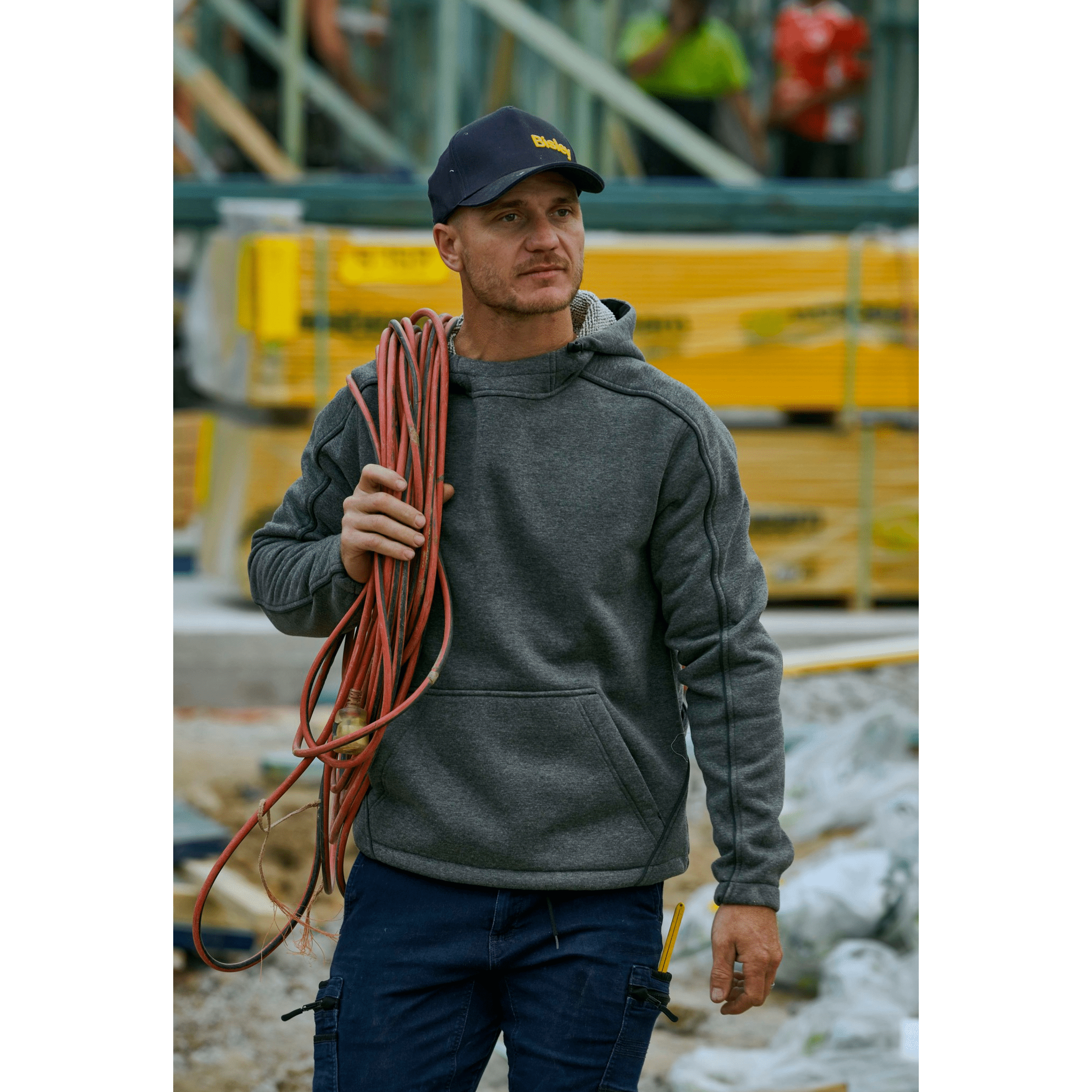 Bisley Flx And Move™ Marle Fleece Hoodie Jumper #colour_charcoal