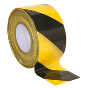 Sealey Hazard Warning Barrier Tape 80mm x 100m Black/Yellow Non-Adhesive