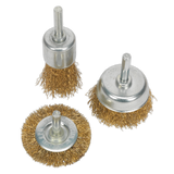 Sealey Wire Brush Set 3pc Brassed