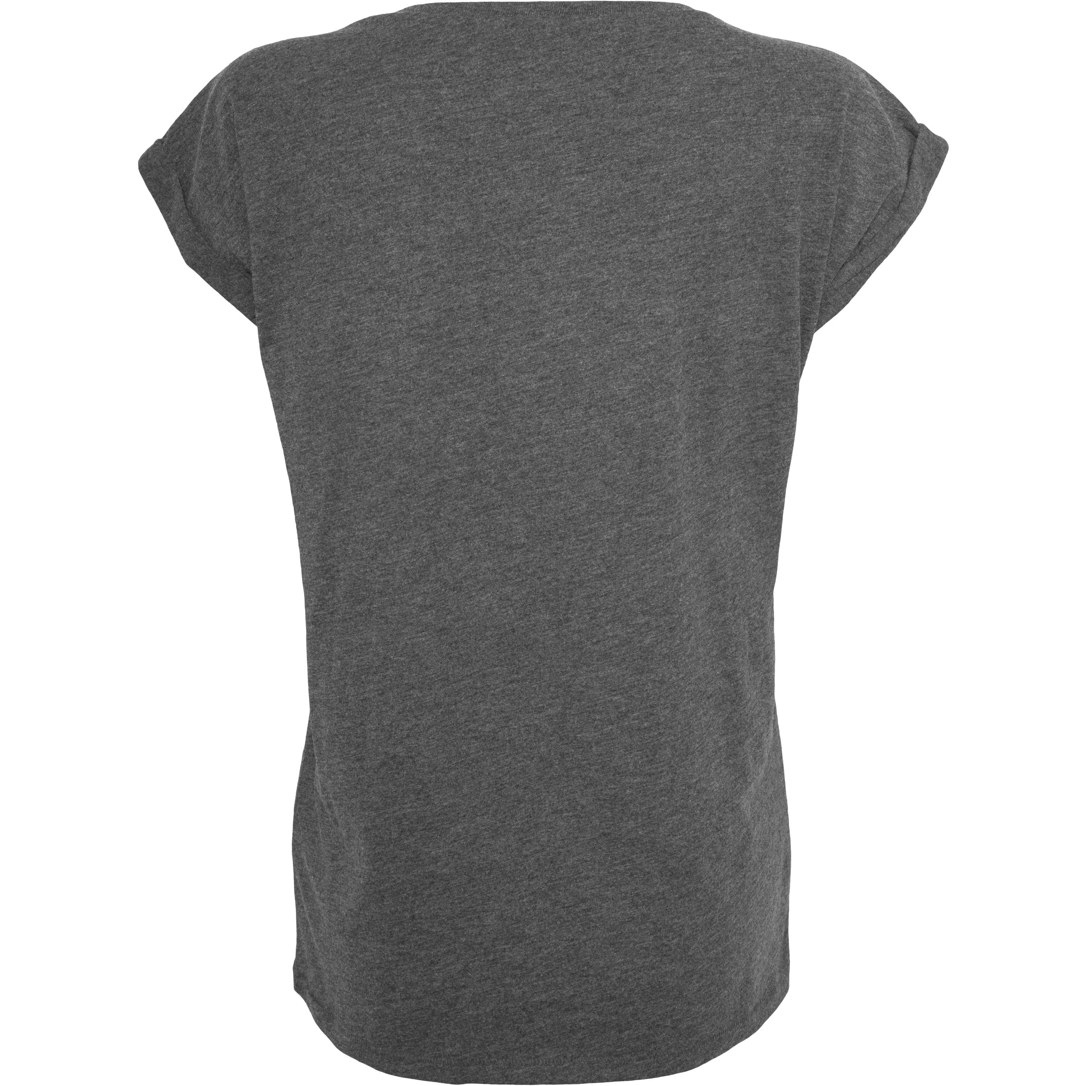 Build Your Brand Women's Extended Shoulder Tee - Charcoal