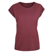 Build Your Brand Women's Extended Shoulder Tee - Cherry