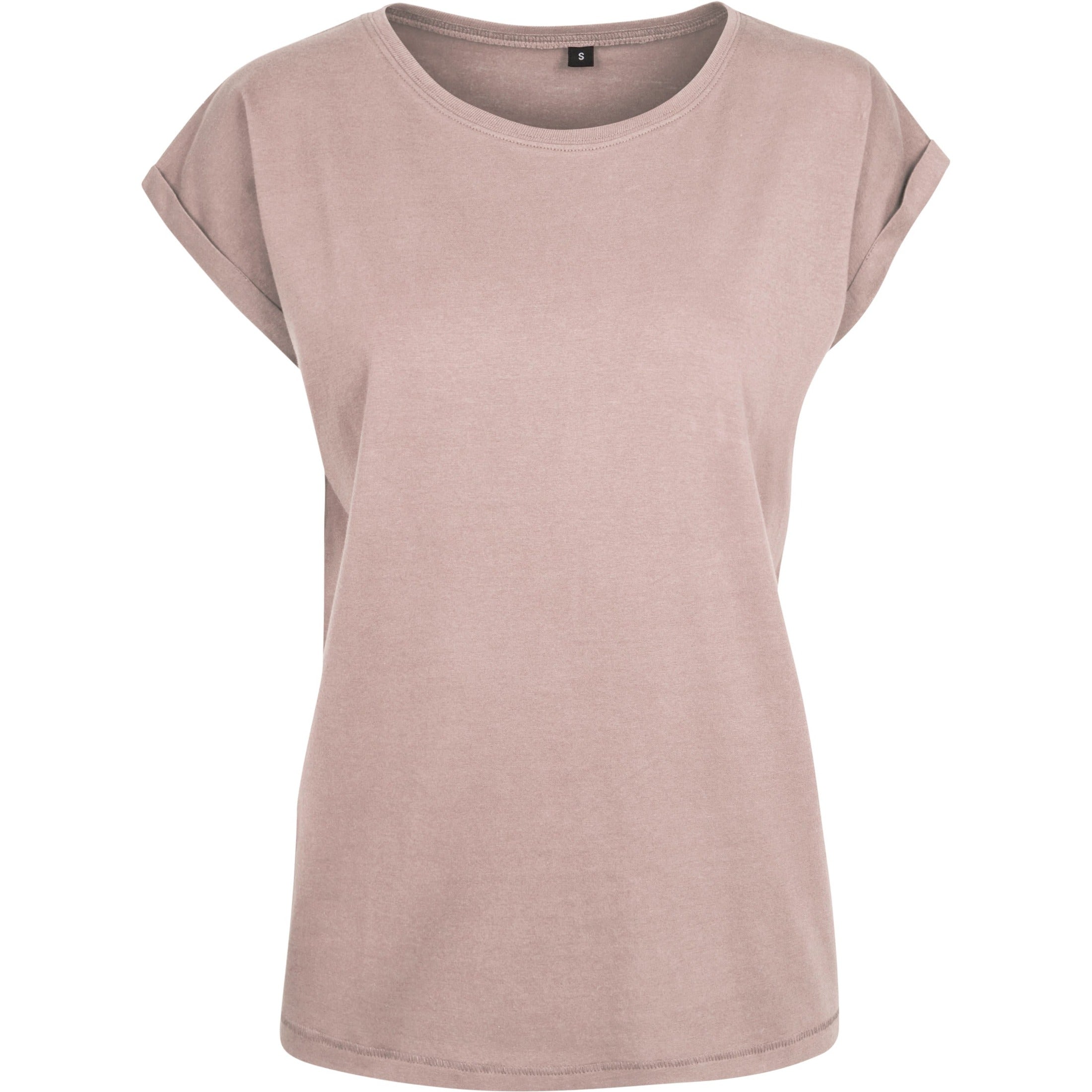 Build Your Brand Women's Extended Shoulder Tee - Dusk Rose