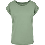 Build Your Brand Women's Extended Shoulder Tee - Magic Salvia