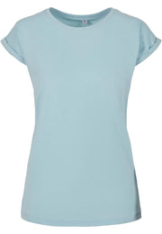 Build Your Brand Women's Extended Shoulder Tee - Ocean Blue