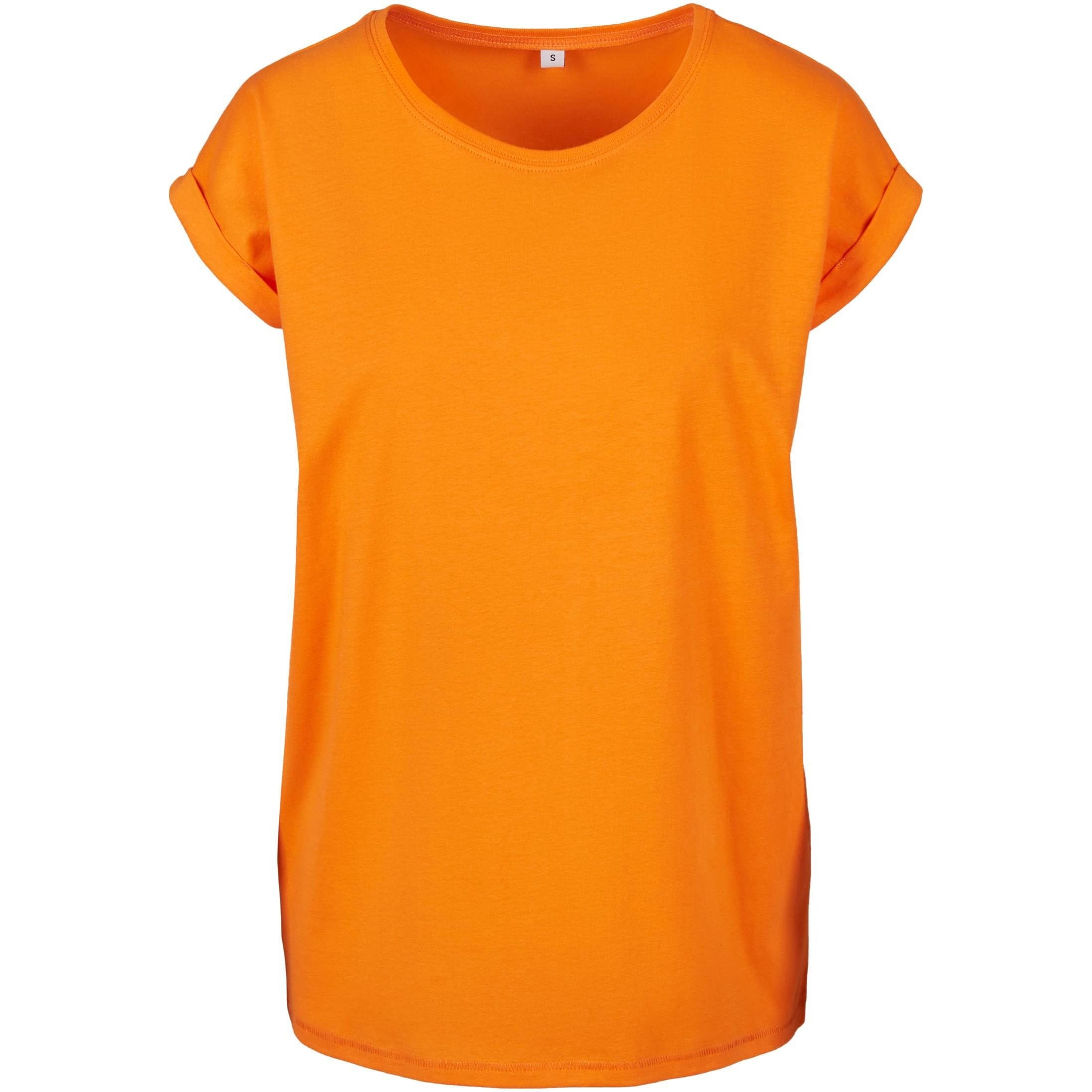 Build Your Brand Women's Extended Shoulder Tee - Paradise Orange