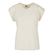 Build Your Brand Women's Extended Shoulder Tee - Sand