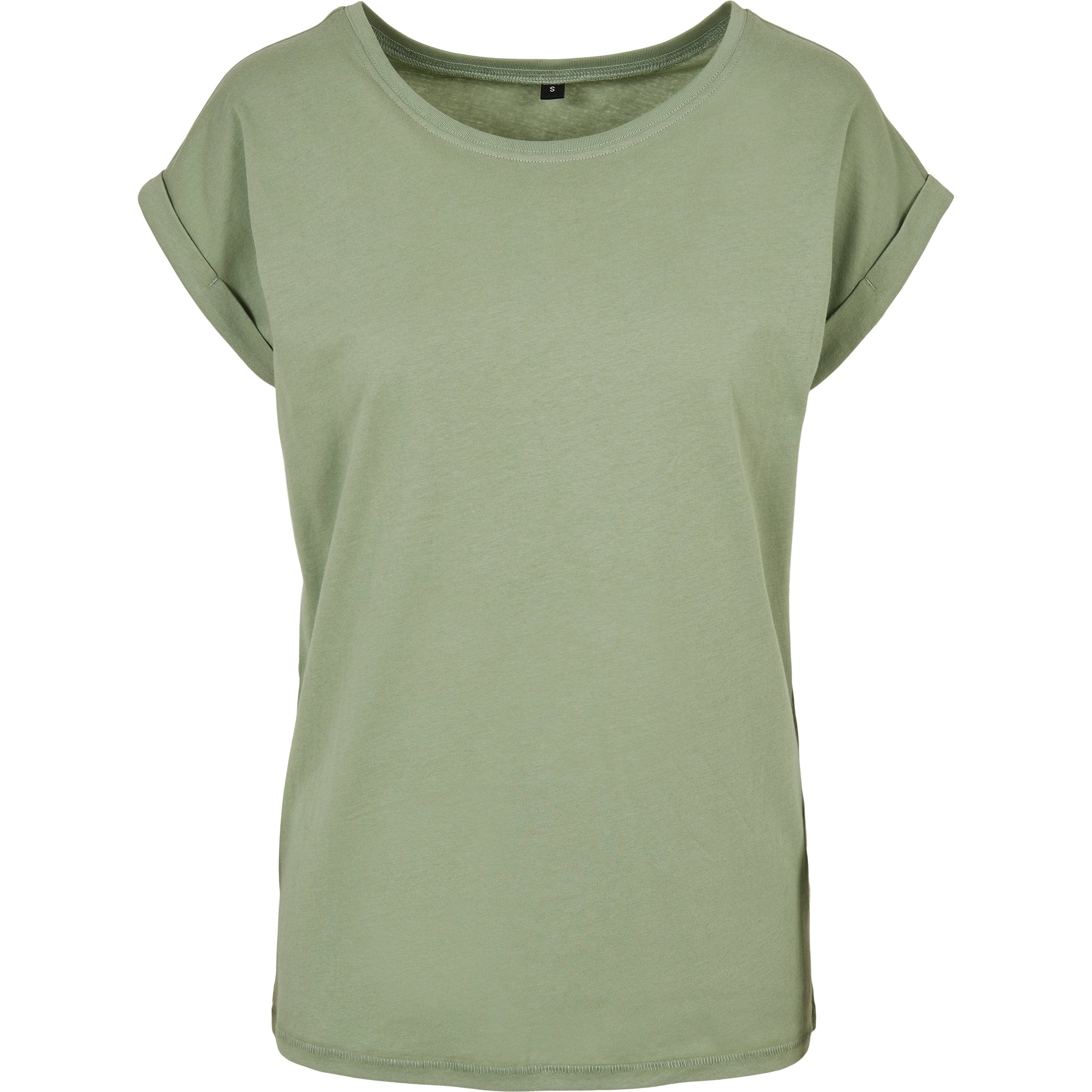 Build Your Brand Women's Extended Shoulder Tee - Soft Salvia