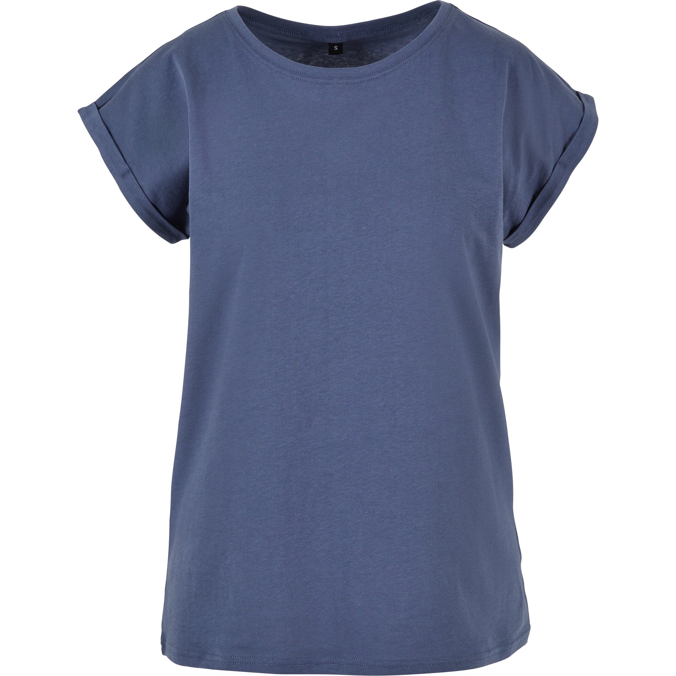 Build Your Brand Women's Extended Shoulder Tee - Vintage Blue