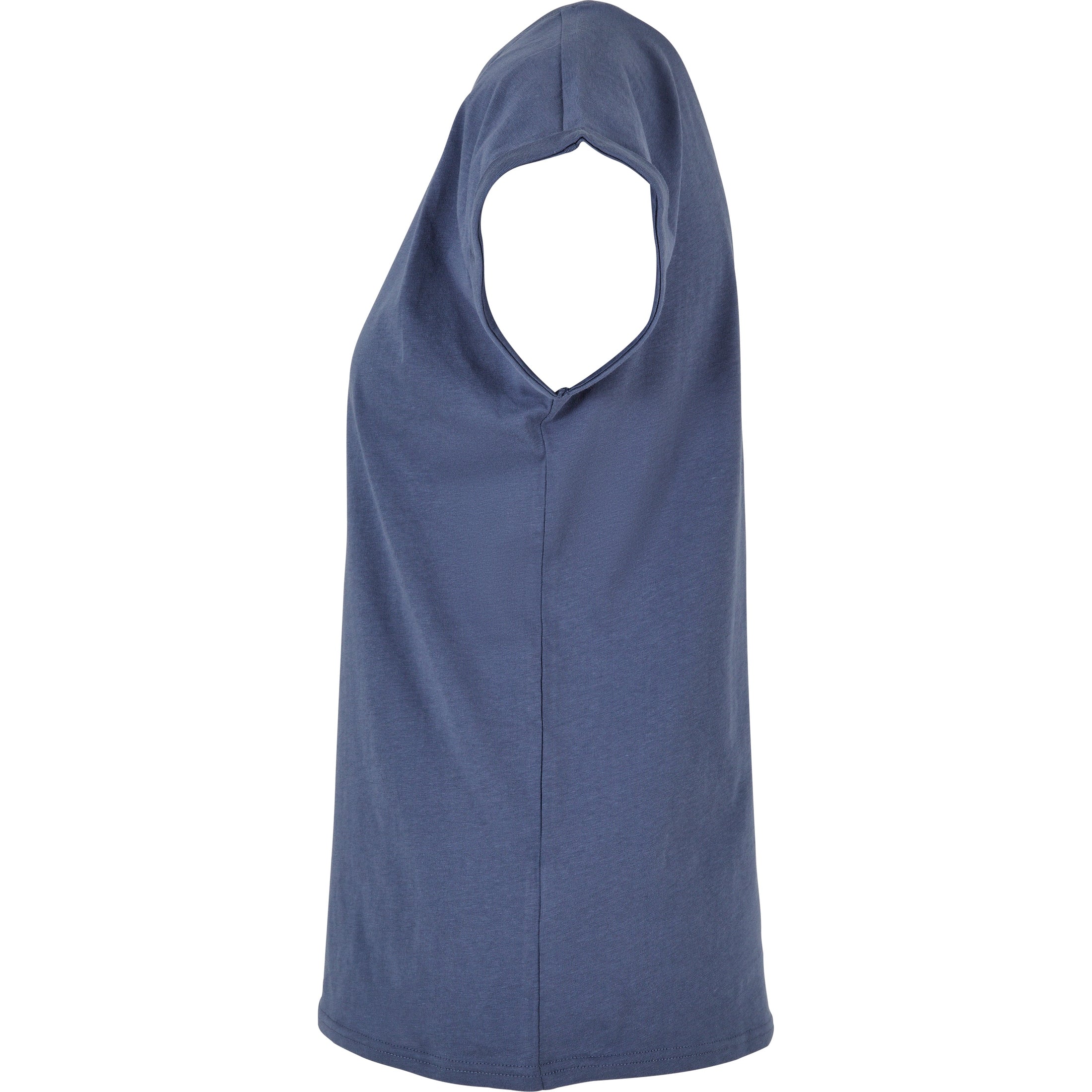 Build Your Brand Women's Extended Shoulder Tee - Vintage Blue