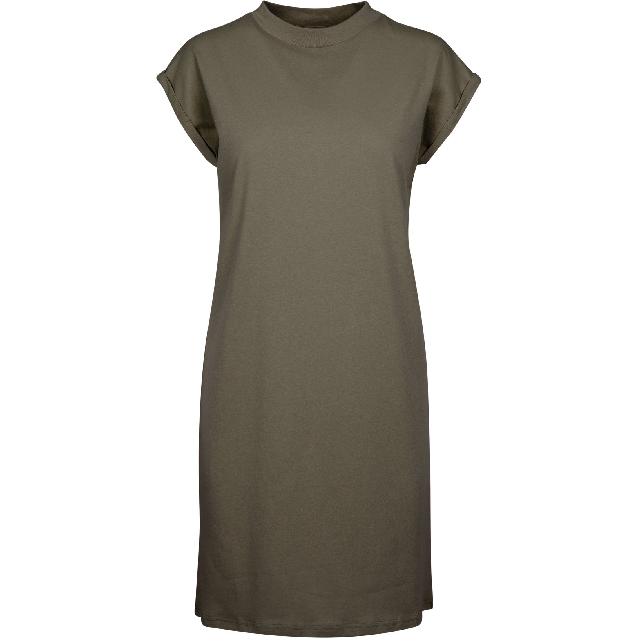 Build Your Brand Women's Turtle Extended Shoulder Dress - Olive