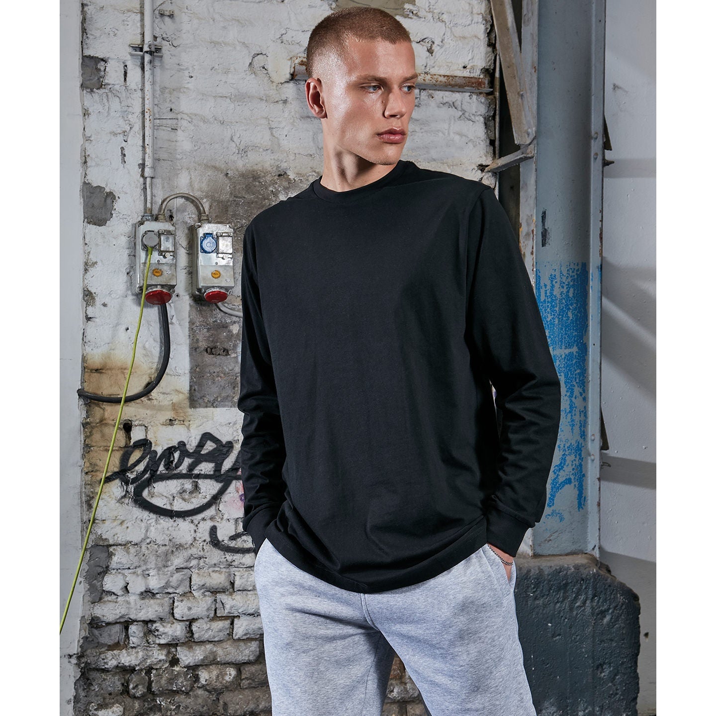 Build Your Brand Organic Long Sleeve With Cuff Rib