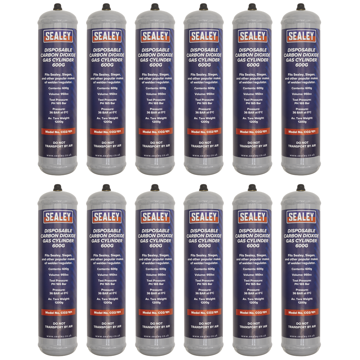 Sealey Gas Cylinder Disposable Carbon Dioxide 600g - Box of 12